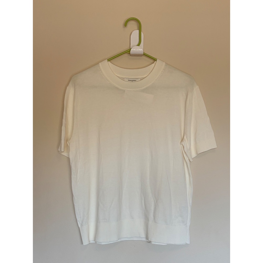 Banana Republic Factory Cream Ivory Forever Yarn Knit Shirt Top Womens Medium